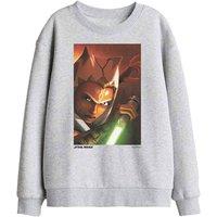 Star Wars Ahsoka Panel Kids Sweatshirt, Athletic Heather in Light Grey | Size: 9-11 Years