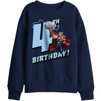 Marvel Thor Birthday 4 Kids Sweatshirt, Navy | Size: 9-11 Years