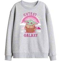 Star Wars Grogu Cutest In The Galaxy Kids Sweatshirt, Athletic Heather in Light Grey | Size: 9-11 Years