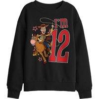 Disney Toy Story Birthday Woody I'M 12 Kids Sweatshirt, Black | Size: 9-11 Years