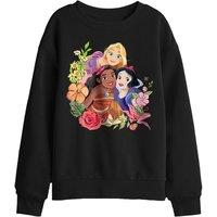 Disney Princess Bouquet With Rapunzel, Moana & Snow White Kids Sweat, Black | Size: 9-11 Years