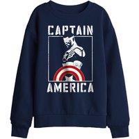 Marvel Captain America Stencil Kids Sweatshirt, Navy | Size: 9-11 Years