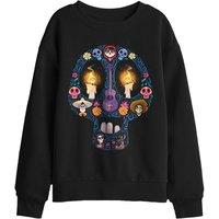 Disney Coco Day Of The Dead Skull With Miguel, Ernesto, Hector Kids Sweat in Black | Size: 9-11 Years