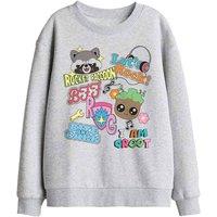 Marvel Guardians Of The Galaxy Rocket & Groot Stickers Kids Sweat in Light Grey | Size: 9-11 Years