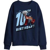Marvel Thor Birthday 10 Kids Sweatshirt, Navy | Size: 9-11 Years