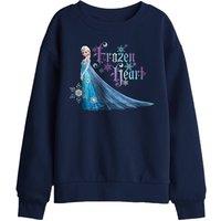 Disney Frozen Elsa Has A Frozen Heart Kids Sweatshirt, Navy | Size: 9-11 Years