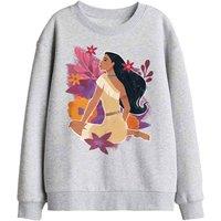Disney Pocahontas Flowers Kids Sweatshirt, Athletic Heather in Light Grey | Size: 9-11 Years