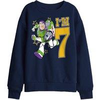 Disney Toy Story Birthday Buzz I'M 7 Kids Sweatshirt, Navy | Size: 9-11 Years