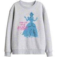 Disney Cinderella Turn Up Your Magic Kids Sweatshirt, Athletic Heather in Light Grey | Size: 9-11 Years