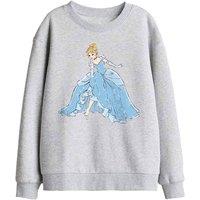 Disney Cinderella Sparkling Princess Kids Sweatshirt, Athletic Heather in Light Grey | Size: 9-11 Years