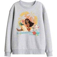 Disney Moana Sitting Sunset Kids Sweatshirt, Athletic Heather in Light Grey | Size: 9-11 Years