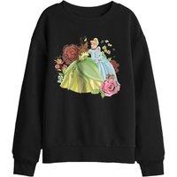Disney Princess Tiana & Cinderella In The Garden Kids Sweat, Black | Size: 9-11 Years