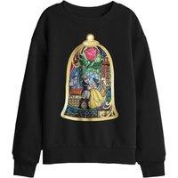 Disney Beauty & The Beast Stained Glass Kids Sweatshirt, Black | Size: 12-13 Years
