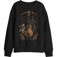 Disney Coco Painted Poster With Guitar, Ernest, Miguel & Hector Kids Sweat in Black | Size: 5-6 Years
