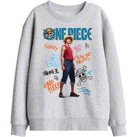 One Piece Luffy Pirate Life Kids Sweatshirt, Athletic Heather in Light Grey | Size: 12-13 Years