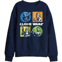 Star Wars Clone Wars Grid Kids Sweatshirt, Navy | Size: 12-13 Years