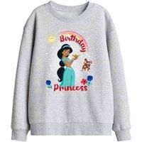 Disney Aladdin Birthday Princess With Jasmine & Abu Kids Sweat in Light Grey | Size: 7-8 Years