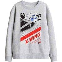 Star Wars R2D2 Xwing Droid Kids Sweatshirt, Athletic Heather in Light Grey | Size: 7-8 Years