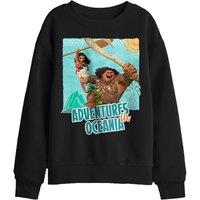 Disney Moana Maui Moana Aventures In Oceania Kids Sweatshirt, Black | Size: 7-8 Years