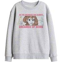Disney Little Mermaid Dreaming Kids Sweatshirt, Athletic Heather in Light Grey | Size: 7-8 Years