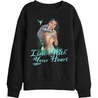 Disney Pocahontas Listen With Your Heart Kids Sweatshirt, Black | Size: 12-13 Years