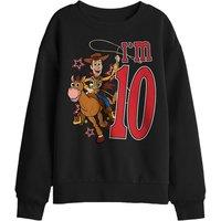 Disney Toy Story Birthday Woody I'M 10 Kids Sweatshirt, Black | Size: 7-8 Years
