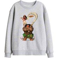 Disney Moana Maui Moana Stacked Kids Sweatshirt, Athletic Heather in Light Grey | Size: 7-8 Years