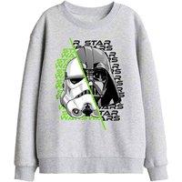 Star Wars Stormtrooper & Darth Vader Helmet Split Kids Sweat in Light Grey | Size: 7-8 Years