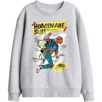 Marvel Friendly Neighborhood Spiderman Homemade Suit Kids Sweat, Athl Heather in Light Grey | Size: 7-8 Years