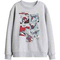 Marvel Spiderman Panel Collage Kids Sweatshirt, Athletic Heather in Light Grey | Size: 5-6 Years
