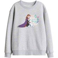 Disney Frozen Anna & Olaf Like Warm Hugs Kids Sweat, Athletic Heather in Light Grey | Size: 7-8 Years
