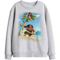 Disney Moana Poster Kids Sweatshirt, Athletic Heather in Light Grey | Size: 5-6 Years