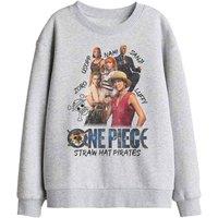 One Piece Straw Hat Pirate Kids Sweatshirt, Athletic Heather in Light Grey | Size: 12-13 Years