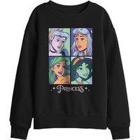 Disney Princess Faces Kids Sweatshirt, Black | Size: 12-13 Years