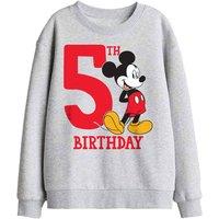 Disney Mickey Mouse 5Th Birthday Shirt Kids Sweat, Athletic Heather in Light Grey | Size: 12-13 Years