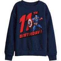 Marvel Captain America Birthday 11 Kids Sweatshirt, Navy | Size: 5-6 Years