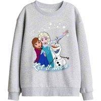 Disney Frozen Elsa Anna Olaf Let It Snow Kids Sweat, Athletic Heather in Light Grey | Size: 12-13 Years