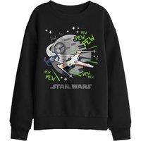 Star Wars Pew Pew Xwing Kids Sweatshirt, Black | Size: 7-8 Years