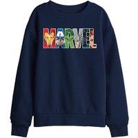 Marvel Avengers Hero Brick Logo Kids Sweatshirt, Navy | Size: 12-13 Years