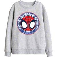 Marvel Spidey & Amazing Friends Great Responsibility Badge Kids Sweat in Light Grey | Size: 12-13 Years