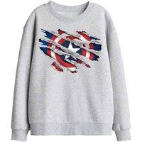 Marvel Captain America Kids Sweatshirt, Athletic Heather in Light Grey | Size: 5-6 Years