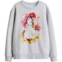 Disney Beauty & The Beast Belle Flower Silhouette Kids Sweat, Athl Heather in Light Grey | Size: 7-8 Years