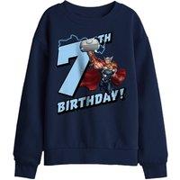 Marvel Thor Birthday 7 Kids Sweatshirt, Navy | Size: 12-13 Years