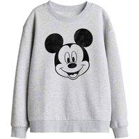 Disney Mickey Mouse Mono Face Kids Sweatshirt, Athletic Heather in Light Grey | Size: 12-13 Years