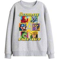 Marvel Avengers Face Off-Kids Sweatshirt, Athletic Heather in Light Grey | Size: 5-6 Years