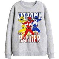 Power Rangers Everyone Can Be A Ranger Kids Sweat, Athletic Heather in Light Grey | Size: 5-6 Years