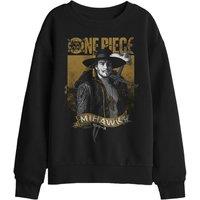 One Piece Mihawk Etched Portrait Kids Sweatshirt, Black | Size: 12-13 Years