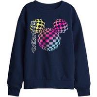 Disney Checkerboard Gradient Head Kids Sweatshirt, Navy | Size: 5-6 Years