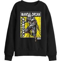 Star Wars The Mandalorian Comic Book Pose Kids Sweatshirt, Black | Size: 7-8 Years