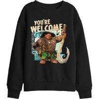 Disney Moana Maui You'Re Welcome Kids Sweatshirt in Black | Size: 12-13 Years